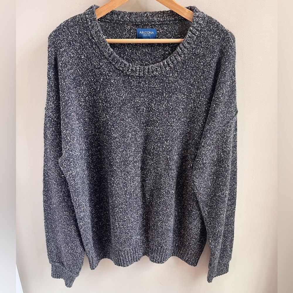 Arizona Jean Co Vintage Gray Crewneck Sweater Oversized Y2K 90s Tweed